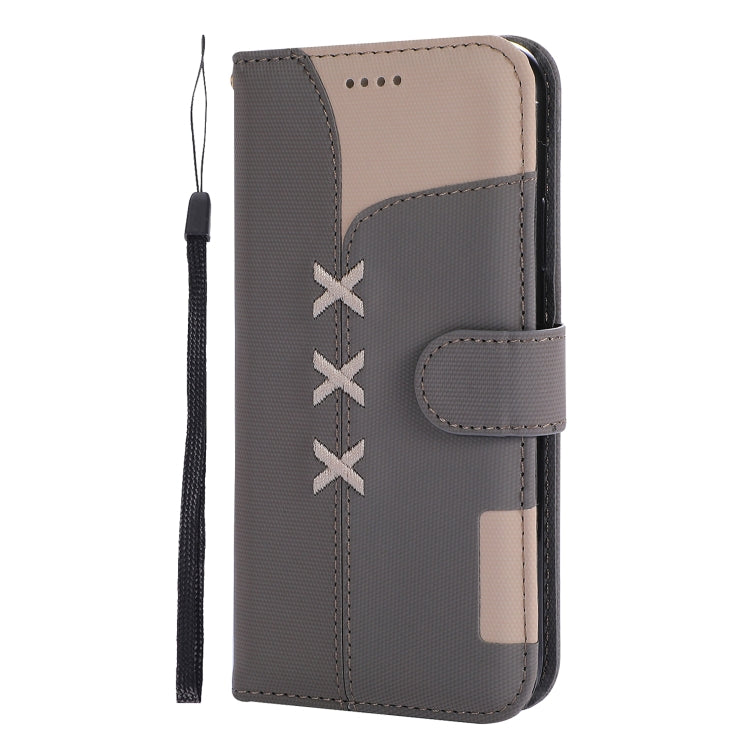 For iPhone XR Fabric Stitching Embroidery Horizontal Flip Leather Case With Holder & Card Slots & Wallet