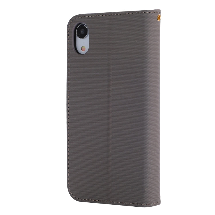 For iPhone XR Fabric Stitching Embroidery Horizontal Flip Leather Case With Holder & Card Slots & Wallet