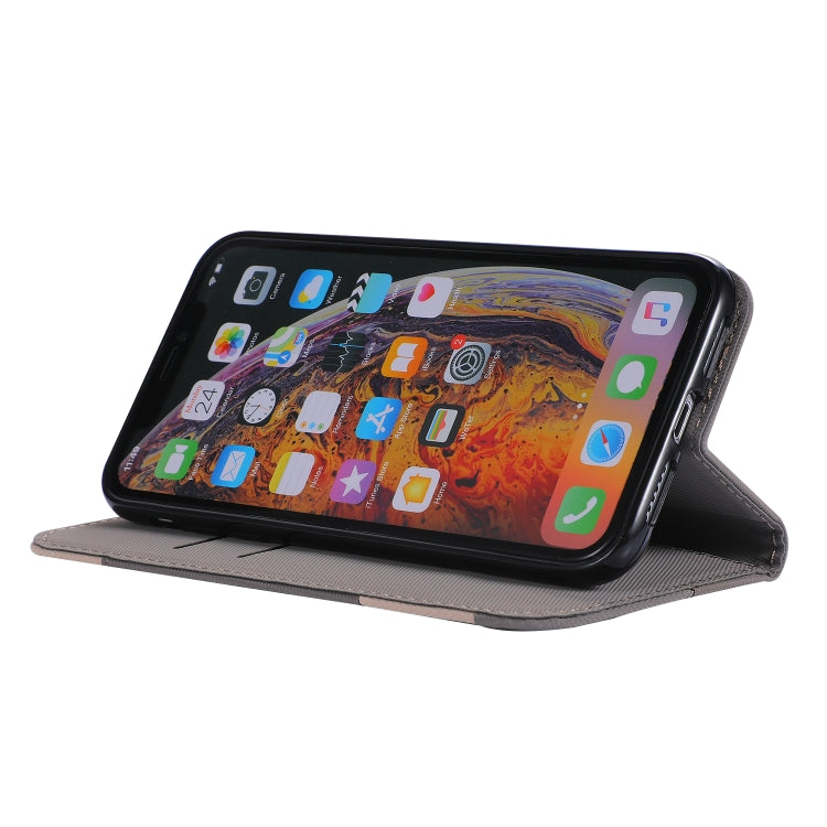 For iPhone XR Fabric Stitching Embroidery Horizontal Flip Leather Case With Holder & Card Slots & Wallet