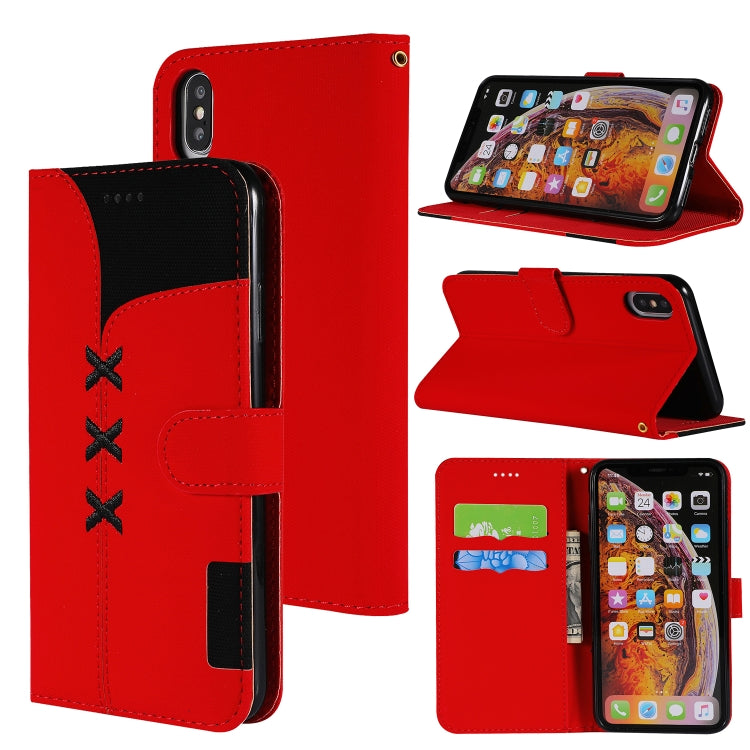 For iPhone XS Max Fabric Stitching Embroidery Horizontal Flip Leather Case With Holder & Card Slots & Wallet