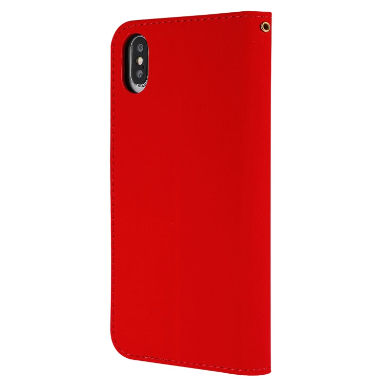For iPhone XS Max Fabric Stitching Embroidery Horizontal Flip Leather Case With Holder & Card Slots & Wallet