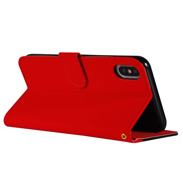 For iPhone XS Max Fabric Stitching Embroidery Horizontal Flip Leather Case With Holder & Card Slots & Wallet