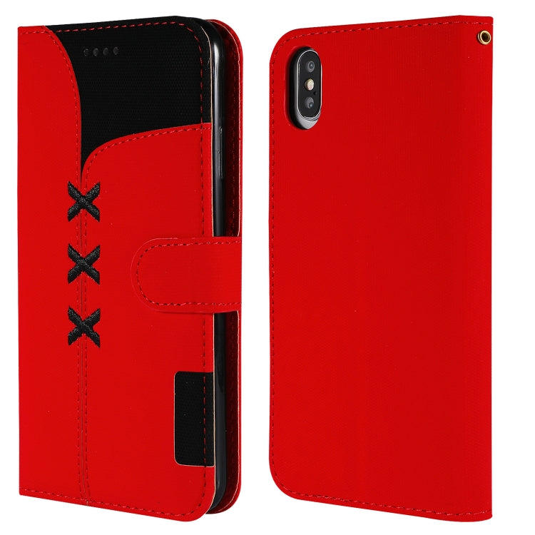 For iPhone XS Max Fabric Stitching Embroidery Horizontal Flip Leather Case With Holder & Card Slots & Wallet