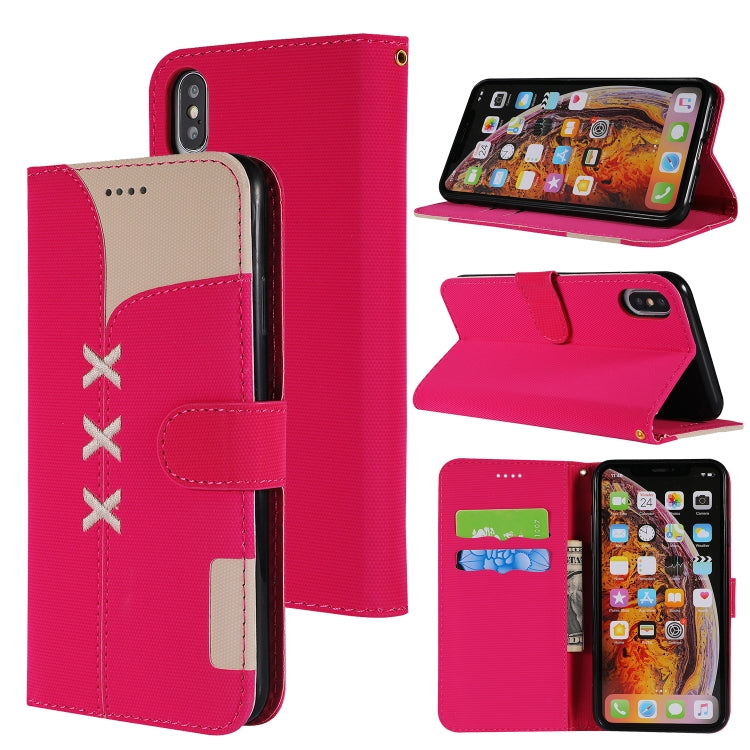 For iPhone XS Max Fabric Stitching Embroidery Horizontal Flip Leather Case With Holder & Card Slots & Wallet