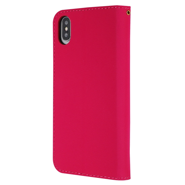 For iPhone XS Max Fabric Stitching Embroidery Horizontal Flip Leather Case With Holder & Card Slots & Wallet