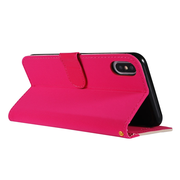 For iPhone XS Max Fabric Stitching Embroidery Horizontal Flip Leather Case With Holder & Card Slots & Wallet