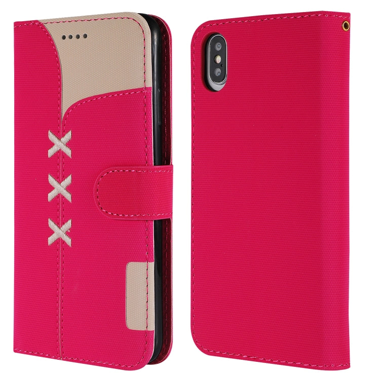 For iPhone XS Max Fabric Stitching Embroidery Horizontal Flip Leather Case With Holder & Card Slots & Wallet
