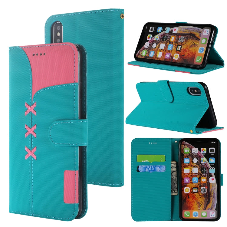 For iPhone XS Max Fabric Stitching Embroidery Horizontal Flip Leather Case With Holder & Card Slots & Wallet