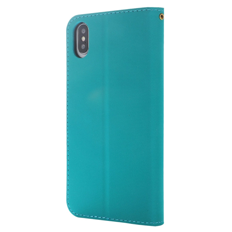 For iPhone XS Max Fabric Stitching Embroidery Horizontal Flip Leather Case With Holder & Card Slots & Wallet