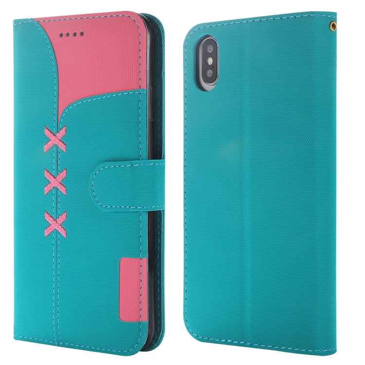 For iPhone XS Max Fabric Stitching Embroidery Horizontal Flip Leather Case With Holder & Card Slots & Wallet