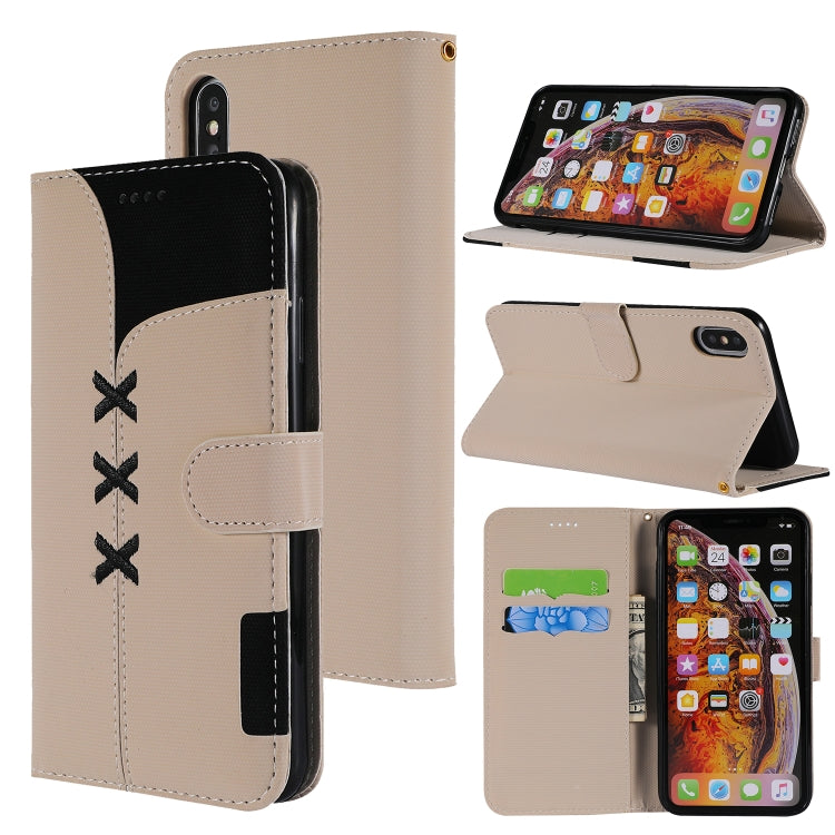 For iPhone XS Max Fabric Stitching Embroidery Horizontal Flip Leather Case With Holder & Card Slots & Wallet