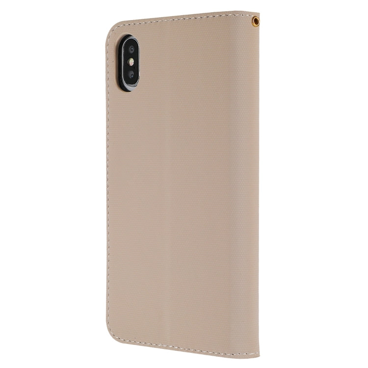 For iPhone XS Max Fabric Stitching Embroidery Horizontal Flip Leather Case With Holder & Card Slots & Wallet
