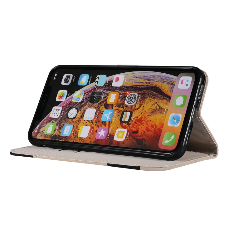 For iPhone XS Max Fabric Stitching Embroidery Horizontal Flip Leather Case With Holder & Card Slots & Wallet