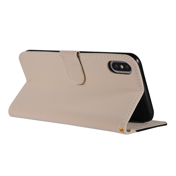 For iPhone XS Max Fabric Stitching Embroidery Horizontal Flip Leather Case With Holder & Card Slots & Wallet