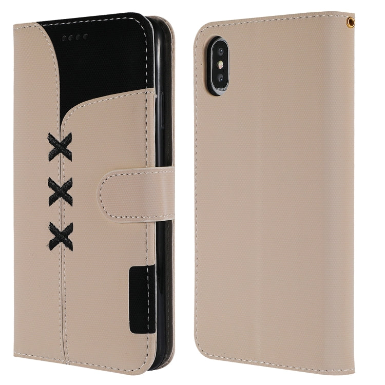 For iPhone XS Max Fabric Stitching Embroidery Horizontal Flip Leather Case With Holder & Card Slots & Wallet