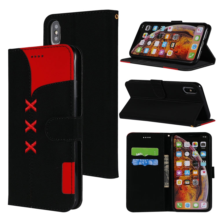 For iPhone XS Max Fabric Stitching Embroidery Horizontal Flip Leather Case With Holder & Card Slots & Wallet