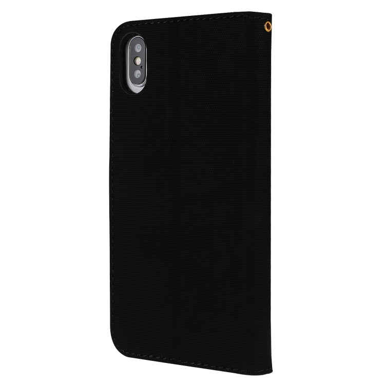 For iPhone XS Max Fabric Stitching Embroidery Horizontal Flip Leather Case With Holder & Card Slots & Wallet