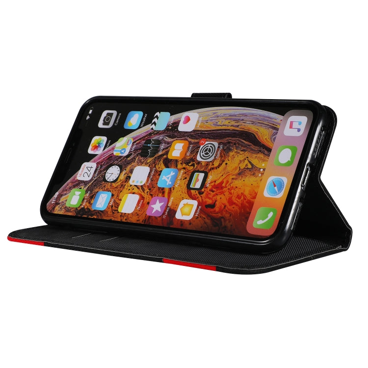 For iPhone XS Max Fabric Stitching Embroidery Horizontal Flip Leather Case With Holder & Card Slots & Wallet