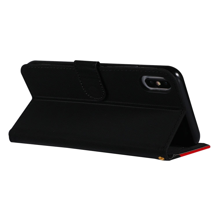 For iPhone XS Max Fabric Stitching Embroidery Horizontal Flip Leather Case With Holder & Card Slots & Wallet