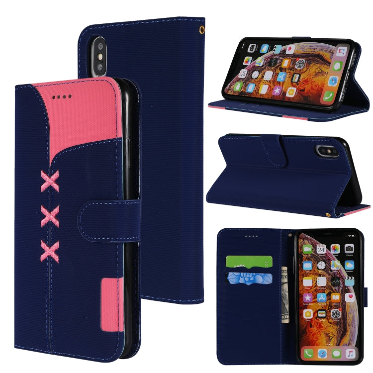 For iPhone XS Max Fabric Stitching Embroidery Horizontal Flip Leather Case With Holder & Card Slots & Wallet