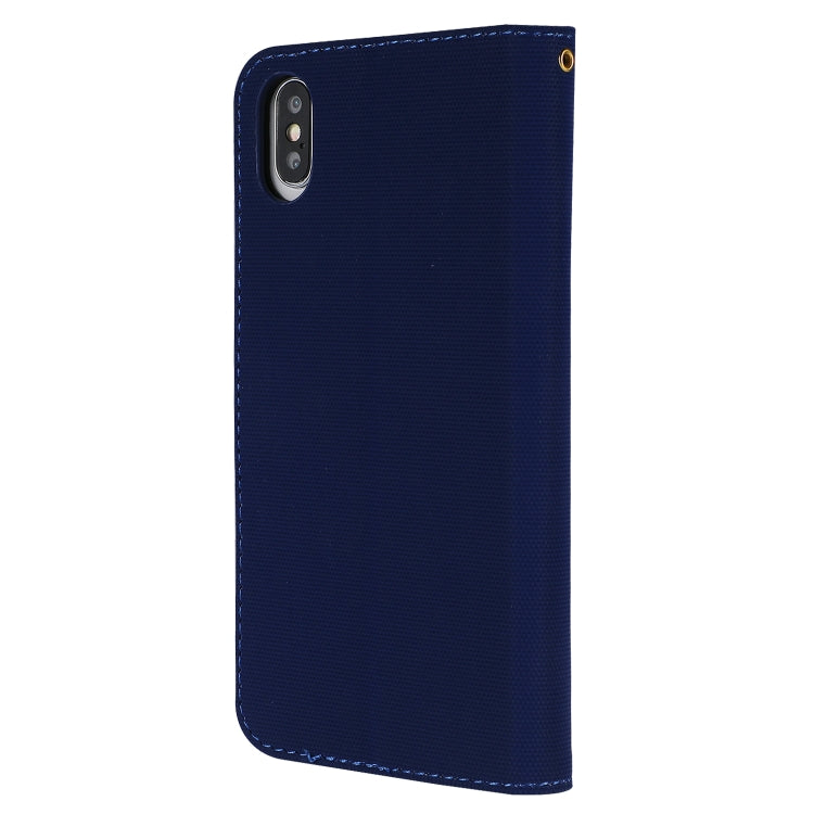 For iPhone XS Max Fabric Stitching Embroidery Horizontal Flip Leather Case With Holder & Card Slots & Wallet