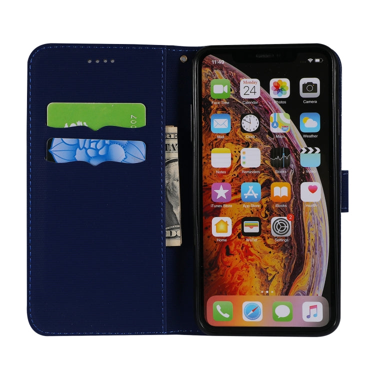 For iPhone XS Max Fabric Stitching Embroidery Horizontal Flip Leather Case With Holder & Card Slots & Wallet