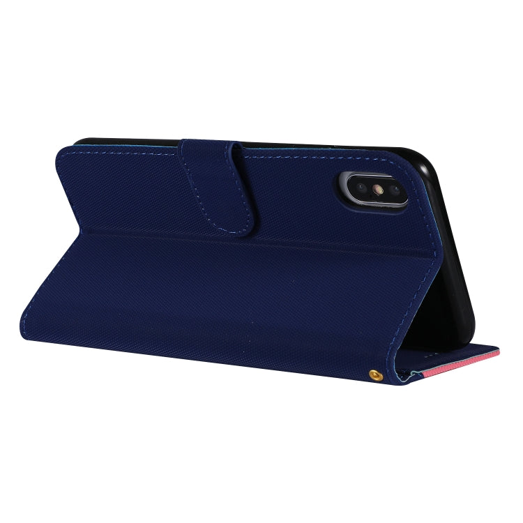 For iPhone XS Max Fabric Stitching Embroidery Horizontal Flip Leather Case With Holder & Card Slots & Wallet