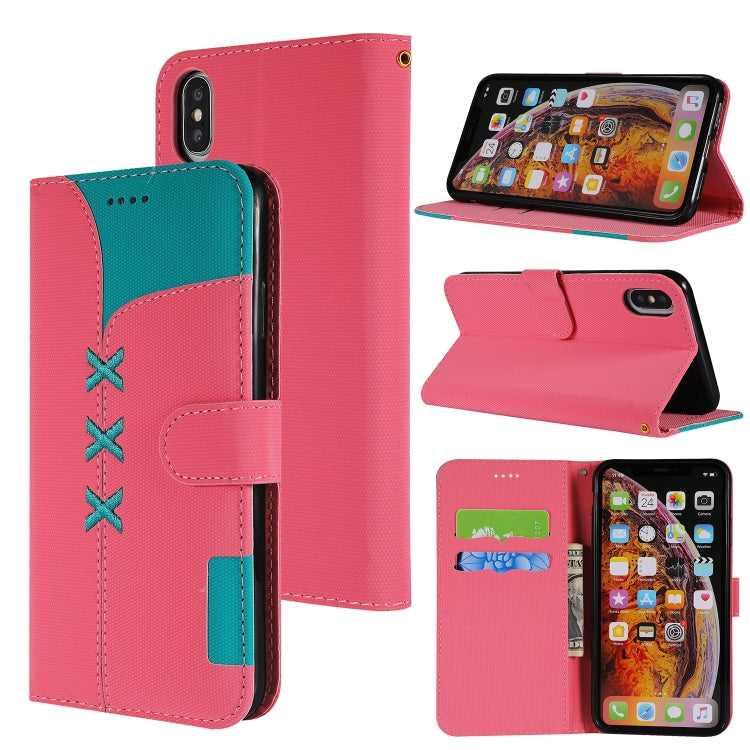 For iPhone XS Max Fabric Stitching Embroidery Horizontal Flip Leather Case With Holder & Card Slots & Wallet
