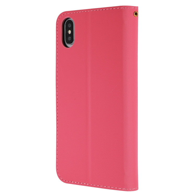 For iPhone XS Max Fabric Stitching Embroidery Horizontal Flip Leather Case With Holder & Card Slots & Wallet