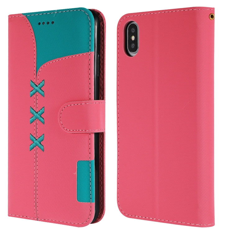 For iPhone XS Max Fabric Stitching Embroidery Horizontal Flip Leather Case With Holder & Card Slots & Wallet