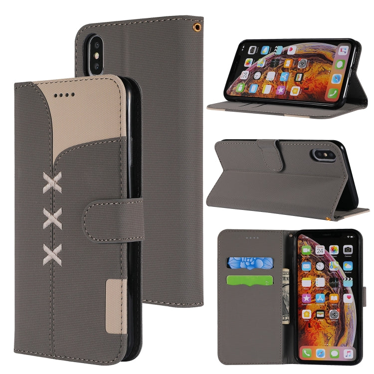 For iPhone XS Max Fabric Stitching Embroidery Horizontal Flip Leather Case With Holder & Card Slots & Wallet