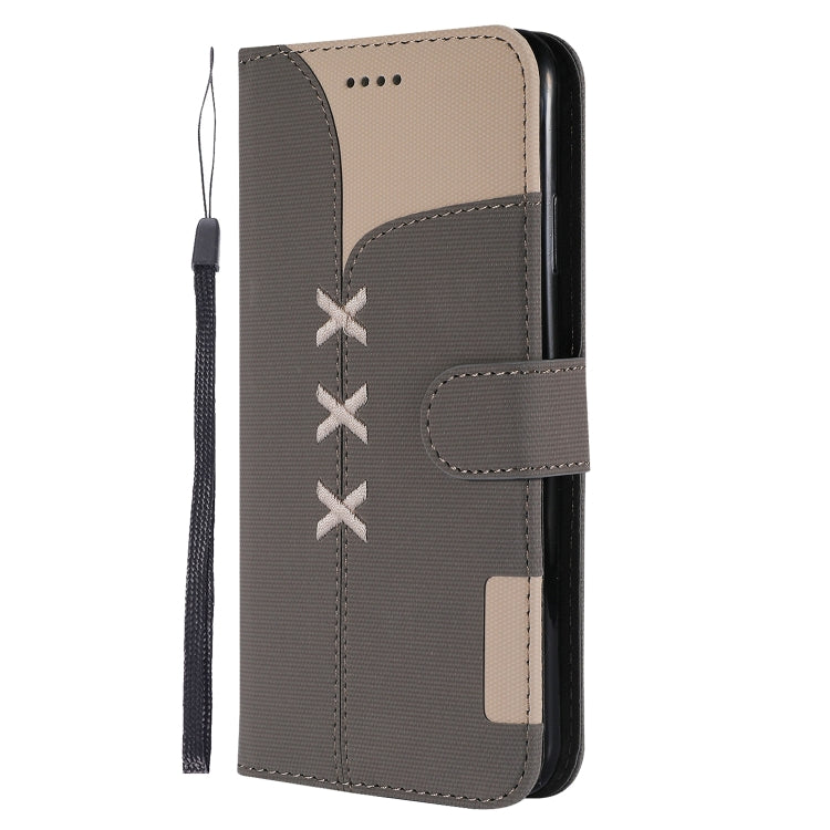 For iPhone XS Max Fabric Stitching Embroidery Horizontal Flip Leather Case With Holder & Card Slots & Wallet