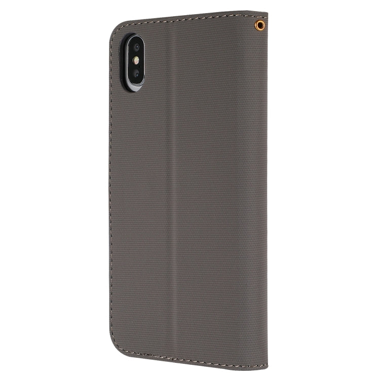 For iPhone XS Max Fabric Stitching Embroidery Horizontal Flip Leather Case With Holder & Card Slots & Wallet