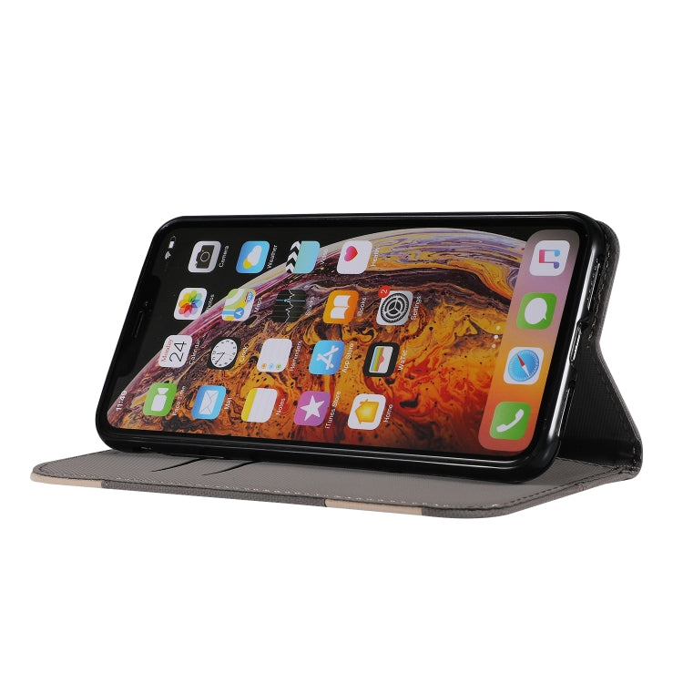 For iPhone XS Max Fabric Stitching Embroidery Horizontal Flip Leather Case With Holder & Card Slots & Wallet