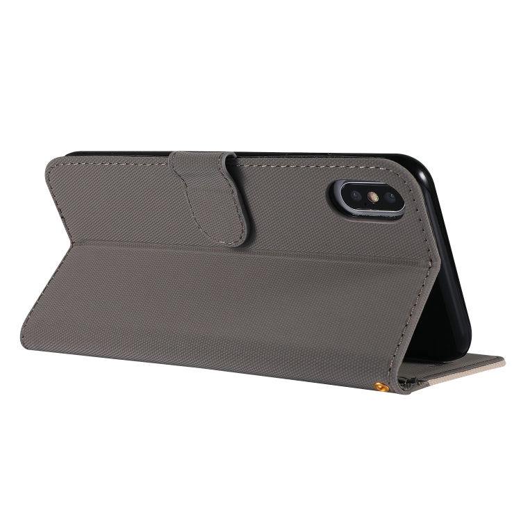 For iPhone XS Max Fabric Stitching Embroidery Horizontal Flip Leather Case With Holder & Card Slots & Wallet
