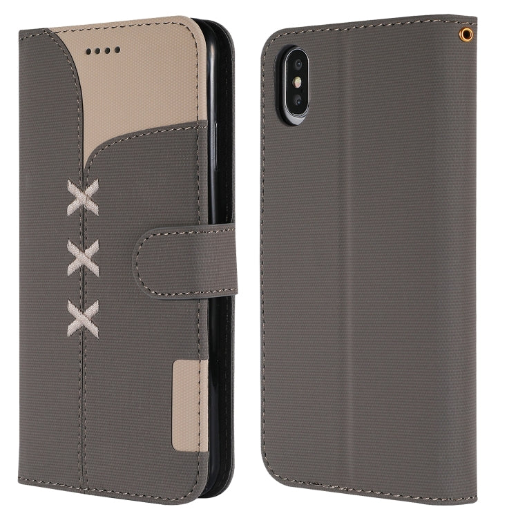 For iPhone XS Max Fabric Stitching Embroidery Horizontal Flip Leather Case With Holder & Card Slots & Wallet