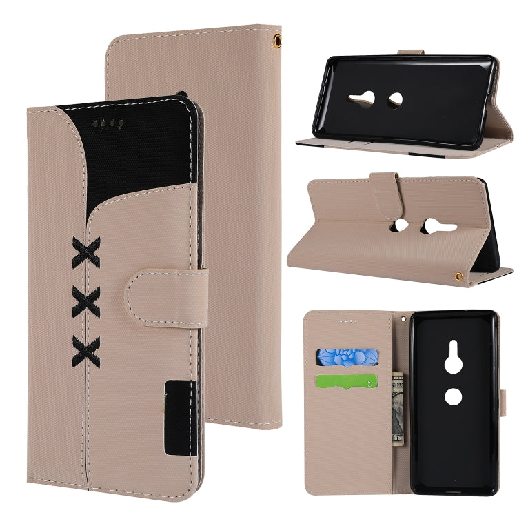 Fabric Stitching Embroidery Horizontal Flip Leather Case With Holder & Card Slots & Wallet for Sony Xperia Z3