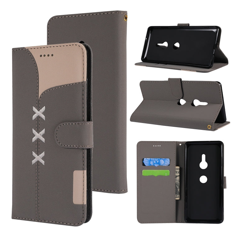 Fabric Stitching Embroidery Horizontal Flip Leather Case With Holder & Card Slots & Wallet for Sony Xperia Z3