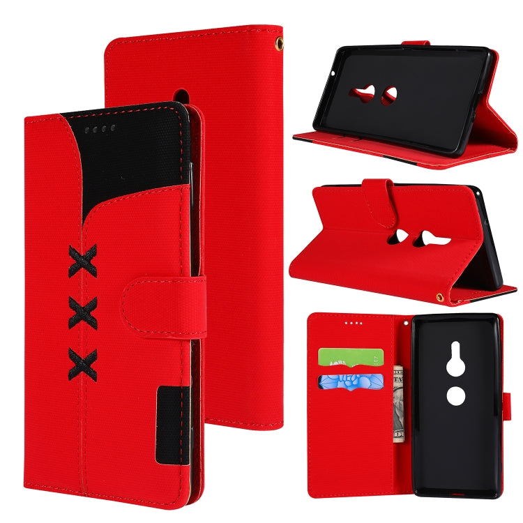 Fabric Stitching Embroidery Horizontal Flip Leather Case With Holder & Card Slots & Wallet for Sony Xperia Z2
