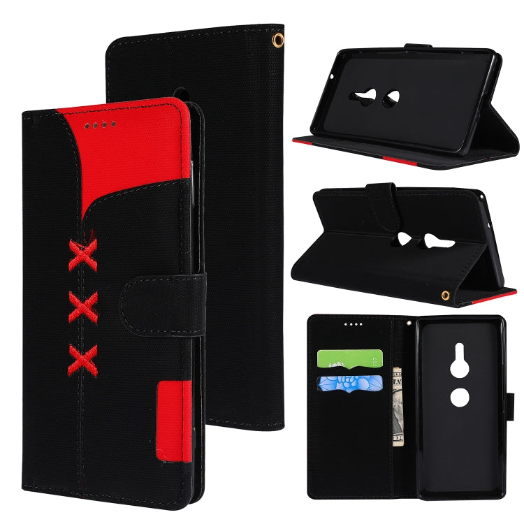 Fabric Stitching Embroidery Horizontal Flip Leather Case With Holder & Card Slots & Wallet for Sony Xperia Z2