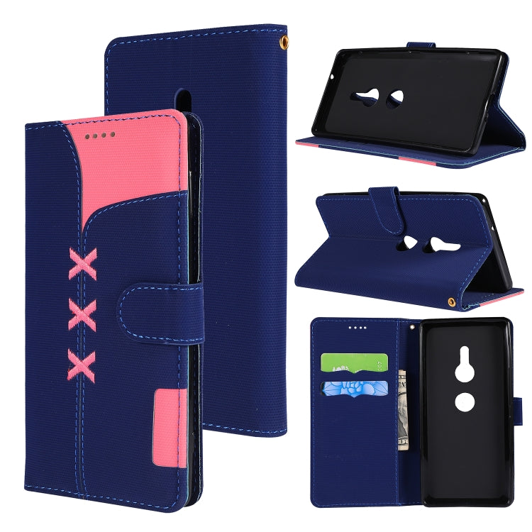 Fabric Stitching Embroidery Horizontal Flip Leather Case With Holder & Card Slots & Wallet for Sony Xperia Z2