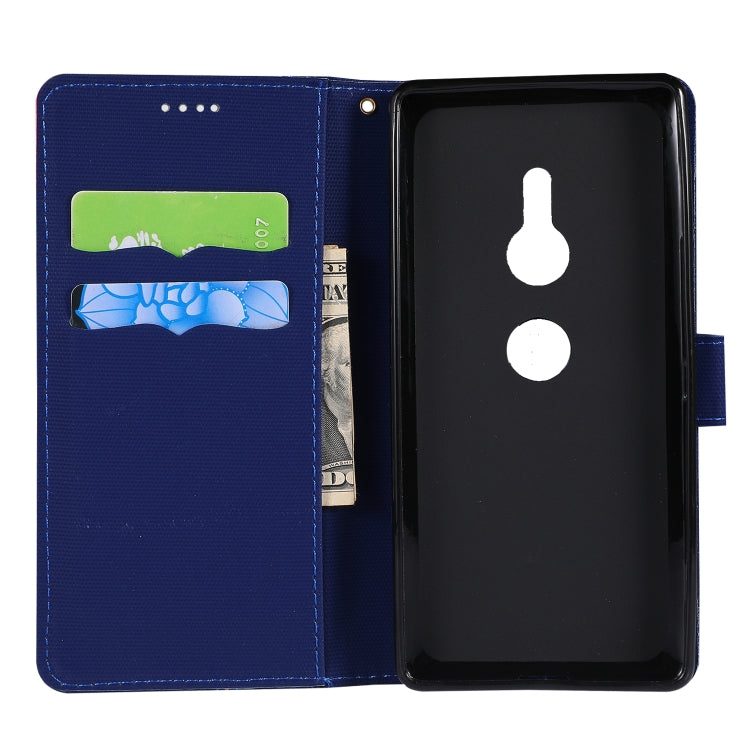 Fabric Stitching Embroidery Horizontal Flip Leather Case With Holder & Card Slots & Wallet for Sony Xperia Z2