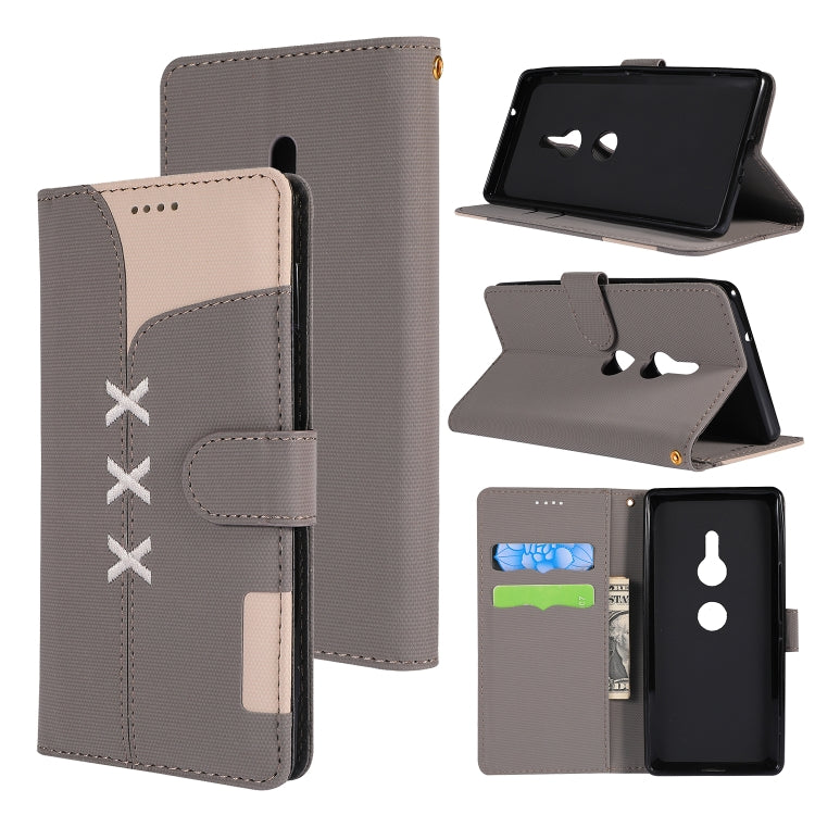 Fabric Stitching Embroidery Horizontal Flip Leather Case With Holder & Card Slots & Wallet for Sony Xperia Z2
