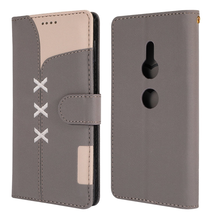 Fabric Stitching Embroidery Horizontal Flip Leather Case With Holder & Card Slots & Wallet for Sony Xperia Z2