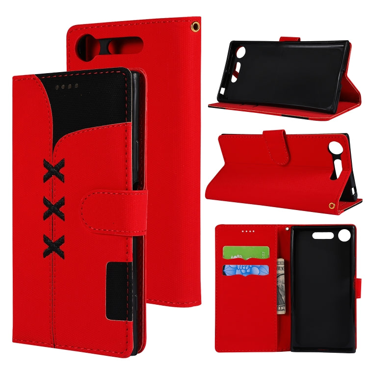 Fabric Stitching Embroidery Horizontal Flip Leather Case With Holder & Card Slots & Wallet for Sony Xperia Z1