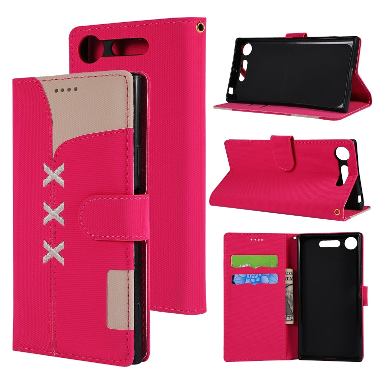 Fabric Stitching Embroidery Horizontal Flip Leather Case With Holder & Card Slots & Wallet for Sony Xperia Z1