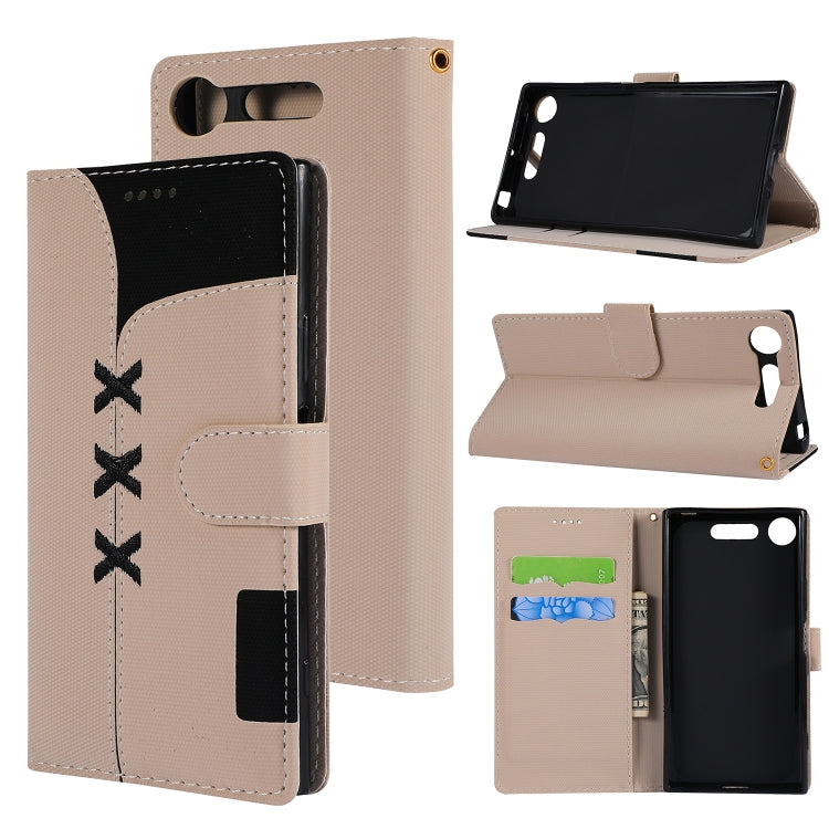 Fabric Stitching Embroidery Horizontal Flip Leather Case With Holder & Card Slots & Wallet for Sony Xperia Z1