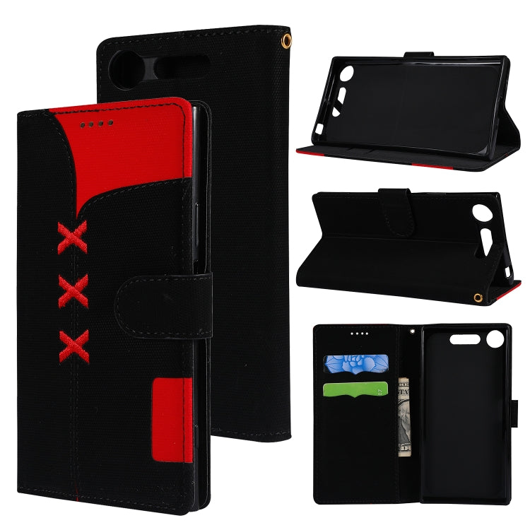 Fabric Stitching Embroidery Horizontal Flip Leather Case With Holder & Card Slots & Wallet for Sony Xperia Z1