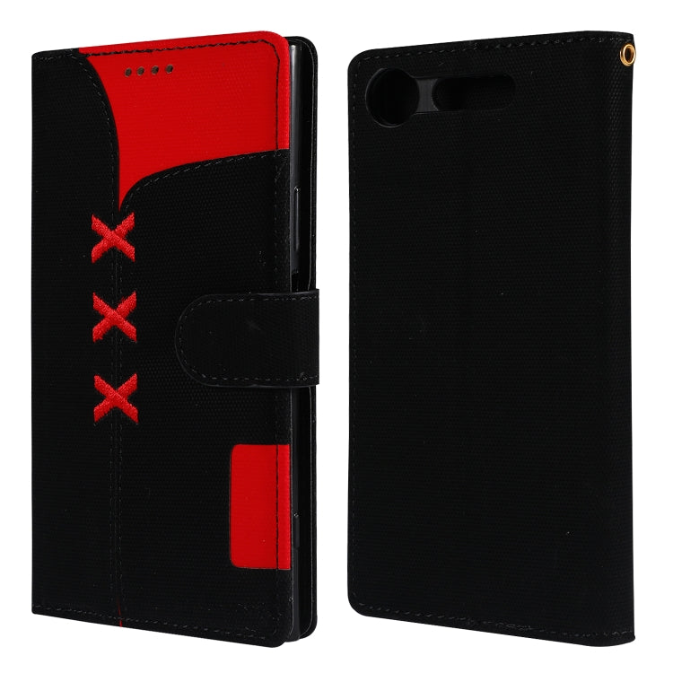 Fabric Stitching Embroidery Horizontal Flip Leather Case With Holder & Card Slots & Wallet for Sony Xperia Z1