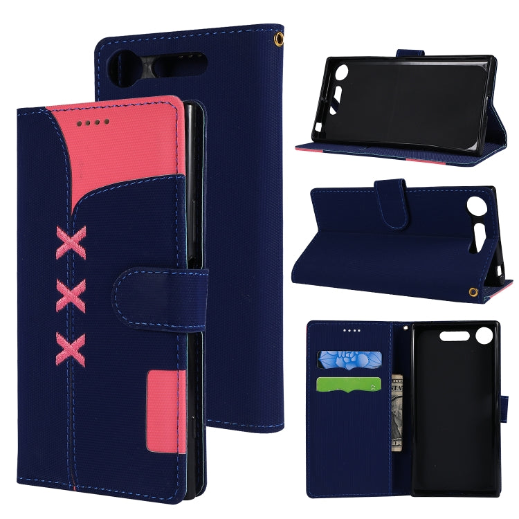Fabric Stitching Embroidery Horizontal Flip Leather Case With Holder & Card Slots & Wallet for Sony Xperia Z1